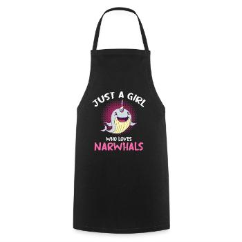 Just A Girl Who Loves Narwhals - Kochschürze - Schwarz - Vorne - AI Model Male 185 dark (185cm)