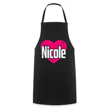 I Love Nicole Pink Heart I Love Nicole - Cooking Apron - black - Front - AI Model Male 185 dark (185cm)