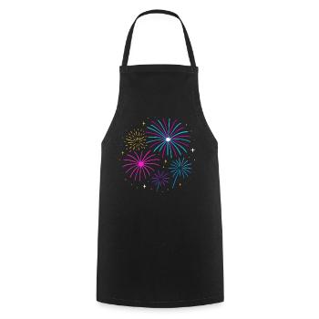 Feuerwerk Silvester Design – Happy New Year - Kochschürze - Schwarz - Vorne - AI Model Male 185 dark (185cm)