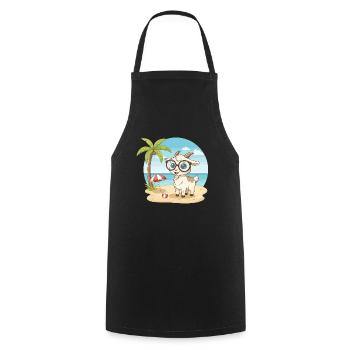 Chèvre mignonne avec des lunettes vacances d’été sur la plage - Tablier de cuisine - noir - Devant - AI Model Male 185 dark (185cm)