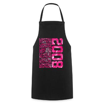 LIMITED EDITION 2008 18 YEARS PINK 18TH BIRTHDAY - Cooking Apron - black - Front - AI Model Male 185 dark (185cm)