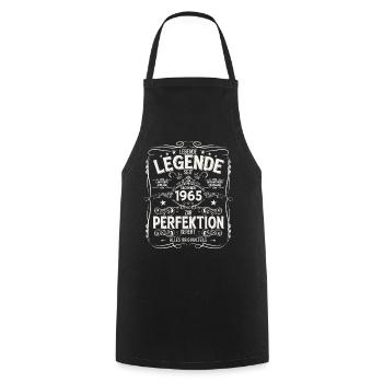 60e anniversaire Millésime décembre 1965 - Tablier de cuisine - noir - Devant - AI Model Male 185 dark (185cm)