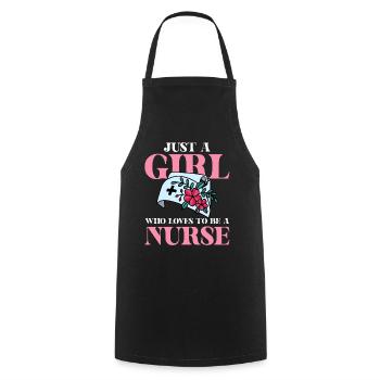Just a woman who loves nurse - Cooking Apron - black - Front - AI Model Male 185 dark (185cm)