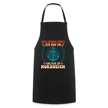 Vacances en mer du Nord NE T’INQUIÈTE PAS, JE SUIS EN VACANCES - Tablier de cuisine - noir - Devant - AI Model Male 185 dark (185cm)