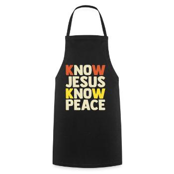 Connais Jésus Connais La Paix Cadeau Chrétien Foi - Tablier de cuisine - noir - Devant - AI Model Male 185 dark (185cm)