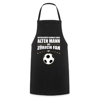 Alter Mann - Zürich Fan | Retro Vintage Edition - Kochschürze - Schwarz - Vorne - AI Model Male 185 dark (185cm)