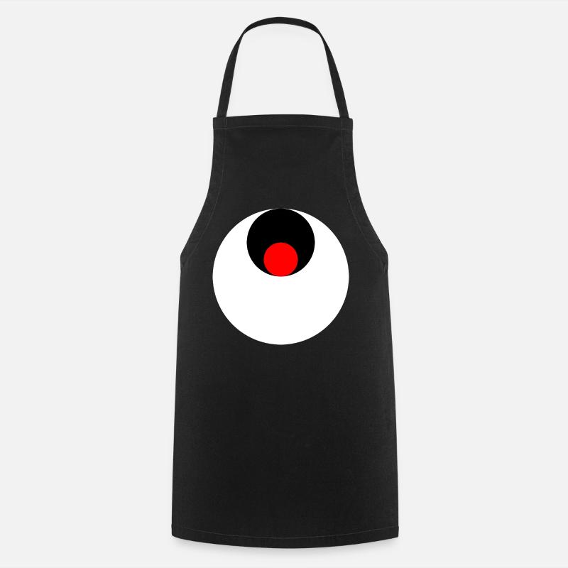 3 circles, white, black and red - Cooking Apron - black