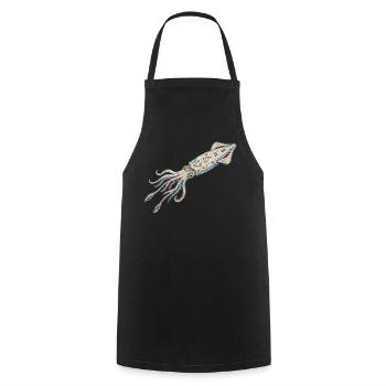 Bestickter Tintenfisch – Meeresmotiv (gedruckt) - Kochschürze - Schwarz - Vorne - AI Model Male 185 dark (185cm)