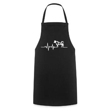 Cow with heartbeat line - Cooking Apron - black - Front - AI Model Male 185 dark (185cm)