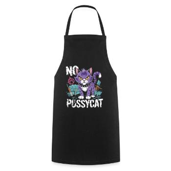 Rebellische Katze No Pussycat Design - Kochschürze - Schwarz - Vorne - AI Model Male 185 dark (185cm)