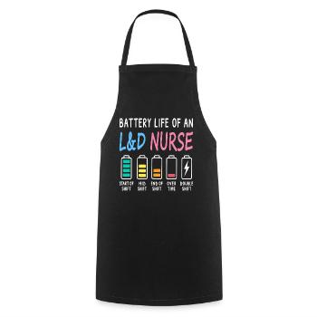Battery level of a midwife, nurse, humor - Cooking Apron - black - Front - AI Model Male 185 dark (185cm)