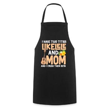 Ukulélé hawaïen Ukulélé Maman que j’ai - Tablier de cuisine - noir - Devant - AI Model Male 185 dark (185cm)