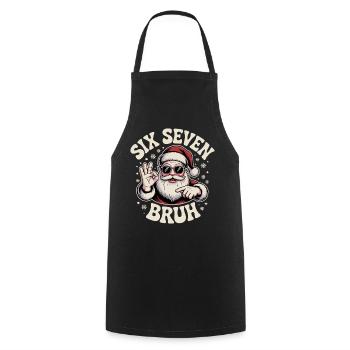 Six Seven Bruh Cool Santa Christmas Birthday - Cooking Apron - black - Front - AI Model Male 185 dark (185cm)