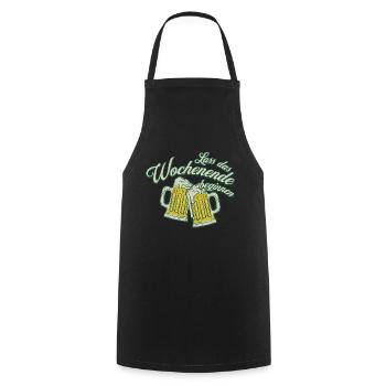 Toast du week-end, bière, alcool, hommes - Tablier de cuisine - noir - Devant - AI Model Male 185 dark (185cm)