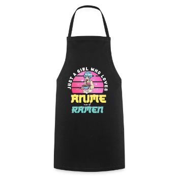 Anime Love Girl Mange du Ramen - Tablier de cuisine - noir - Devant - AI Model Male 185 dark (185cm)