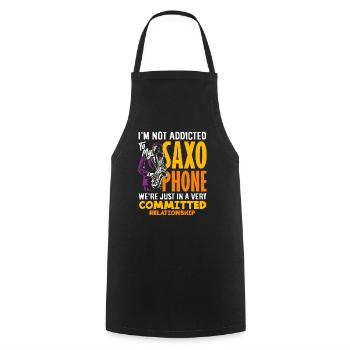 Je ne suis pas accro à mon saxophone saxophoniste - Tablier de cuisine - noir - Devant - AI Model Male 185 dark (185cm)