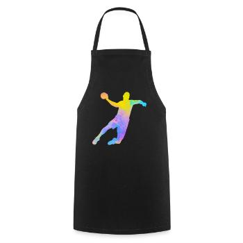 Handball Joueur de Hand Coloré Papa Handballeur  - Tablier de cuisine - noir - Devant - AI Model Male 185 dark (185cm)