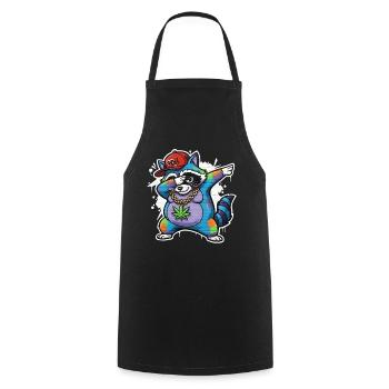 Dabbing Raccoon Graffiti Style Hip-Hop - Cooking Apron - black - Front - AI Model Male 185 dark (185cm)