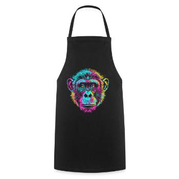 Colorful chimpanzee in neon art style - Cooking Apron - black - Front - AI Model Male 185 dark (185cm)