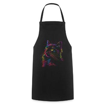 Colorful cat art in sketch style - Cooking Apron - black - Front - AI Model Male 185 dark (185cm)