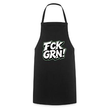 FCK GRN Statement Schriftzug - Kochschürze - Schwarz - Vorne - AI Model Male 185 dark (185cm)
