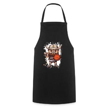 Viking Basketball Warrior Cartoon - Cooking Apron - black - Front - AI Model Male 185 dark (185cm)