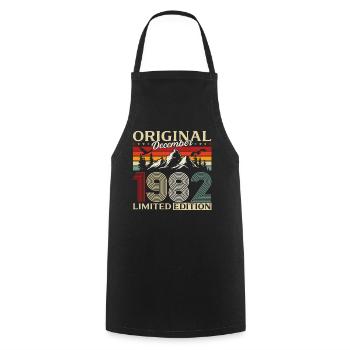 43e anniversaire Original Décembre Millésime 1982 - Tablier de cuisine - noir - Devant - AI Model Male 185 dark (185cm)