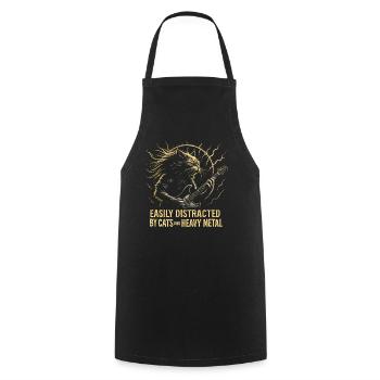 Musique de chat, Heavy Metal Idées de cadeau de chats drôle. - Tablier de cuisine - noir - Devant - AI Model Male 185 dark (185cm)