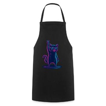 Fête du chat berçant avec des lunettes de soleil - Tablier de cuisine - noir - Devant - AI Model Male 185 dark (185cm)