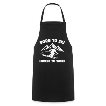 Born to Ski – Forced to Work - Cooking Apron - black - Front - AI Model Male 185 dark (185cm)