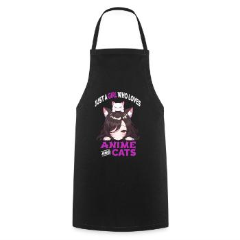 Juste une fille qui aime l’anime et les chats Manga Katzen - Tablier de cuisine - noir - Devant - AI Model Male 185 dark (185cm)