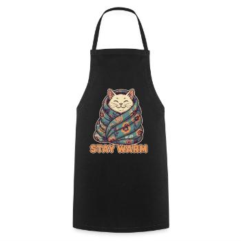 Cat Coat Stay Warm Floral Pattern - Cooking Apron - black - Front - AI Model Male 185 dark (185cm)