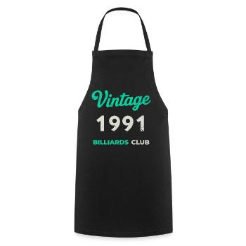 Vintage 1991 – Club de billard rétro Année de naissance - Tablier de cuisine - noir - Devant - AI Model Male 185 dark (185cm)