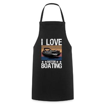 I Love Motor Boating Motorboating Funny Boat - Cooking Apron - black - Front - AI Model Male 185 dark (185cm)