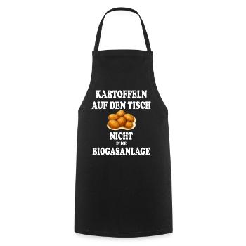 Des pommes de terre sur la table, pas dans l’usine de biogaz - Tablier de cuisine - noir - Devant - AI Model Male 185 dark (185cm)