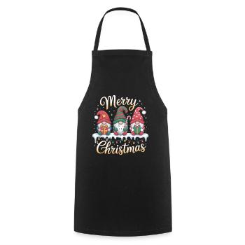 Nain de jardin festif mignon Joyeux Noël - Tablier de cuisine - noir - Devant - AI Model Male 185 dark (185cm)
