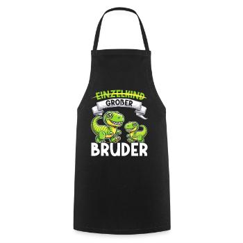 Motif de frère et de sœur dinosaure dinosaure Big Brother - Tablier de cuisine - noir - Devant - AI Model Male 185 dark (185cm)