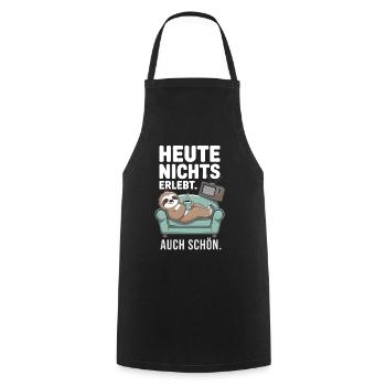 Faultier Motiv – Heute nichts erlebt - Kochschürze - Schwarz - Vorne - AI Model Male 185 dark (185cm)