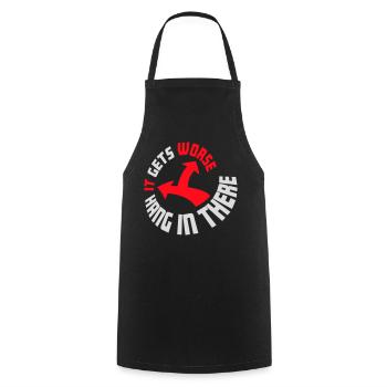 Tiens bon, ça empire. Drôle de plaisir. Dire - Tablier de cuisine - noir - Devant - AI Model Male 185 dark (185cm)
