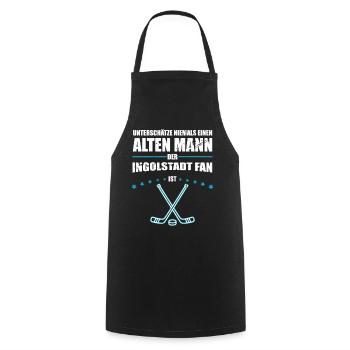 Alter Mann - Ingolstadt Eishockey Fan | Retro - Kochschürze - Schwarz - Vorne - AI Model Male 185 dark (185cm)