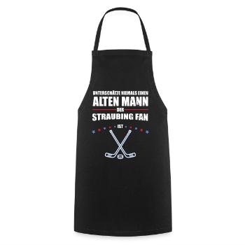 Alter Mann - Straubing Eishockey Fan | Retro - Kochschürze - Schwarz - Vorne - AI Model Male 185 dark (185cm)