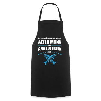 Alter Mann - Angelverein Geschenk für Angler Retro - Kochschürze - Schwarz - Vorne - AI Model Male 185 dark (185cm)