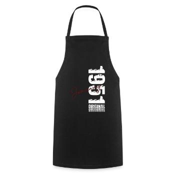 75th Birthday Original January Born 1951 - Cooking Apron - black - Front - AI Model Male 185 dark (185cm)