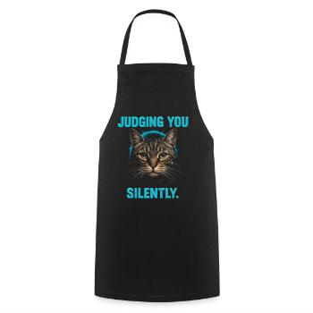 Humour félin, idée cadeau chat, animaux de compagnie drôles - Tablier de cuisine - noir - Devant - AI Model Male 185 dark (185cm)