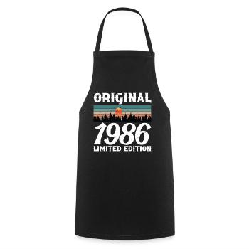 Cadeau d'anniversaire 1986 Original Rétro Vintage - Tablier de cuisine - noir - Devant - AI Model Male 185 dark (185cm)