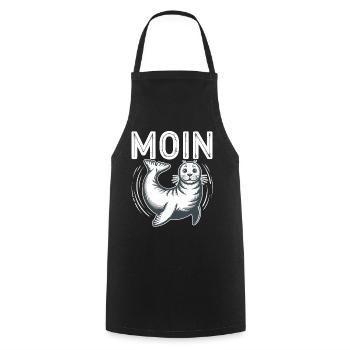 Seal seal Baltic Sea North Sea Moin - Cooking Apron - black - Front - AI Model Male 185 dark (185cm)