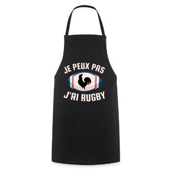 Je peux pas j ai rugby - Tablier de cuisine - noir - Devant - AI Model Male 185 dark (185cm)