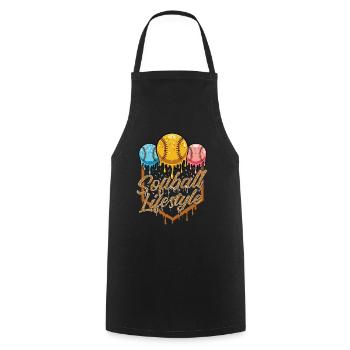 Softball Lifestyle Passion Pride Energy for Player - Cooking Apron - black - Front - AI Model Male 185 dark (185cm)