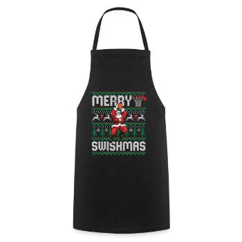 Merry Swishmas Holiday Basketball Graphic for Ball - Cooking Apron - black - Front - AI Model Male 185 dark (185cm)