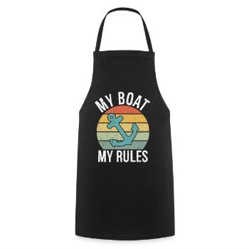 My Boat My Rules Funny Boating Captain Gift - Kochschürze - Schwarz - Vorne - AI Model Male 185 dark (185cm)